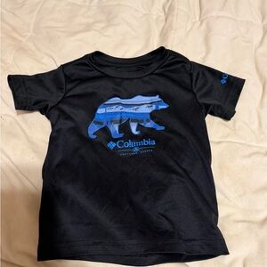 Columbia Kids Black Tee with Blue Bear Design